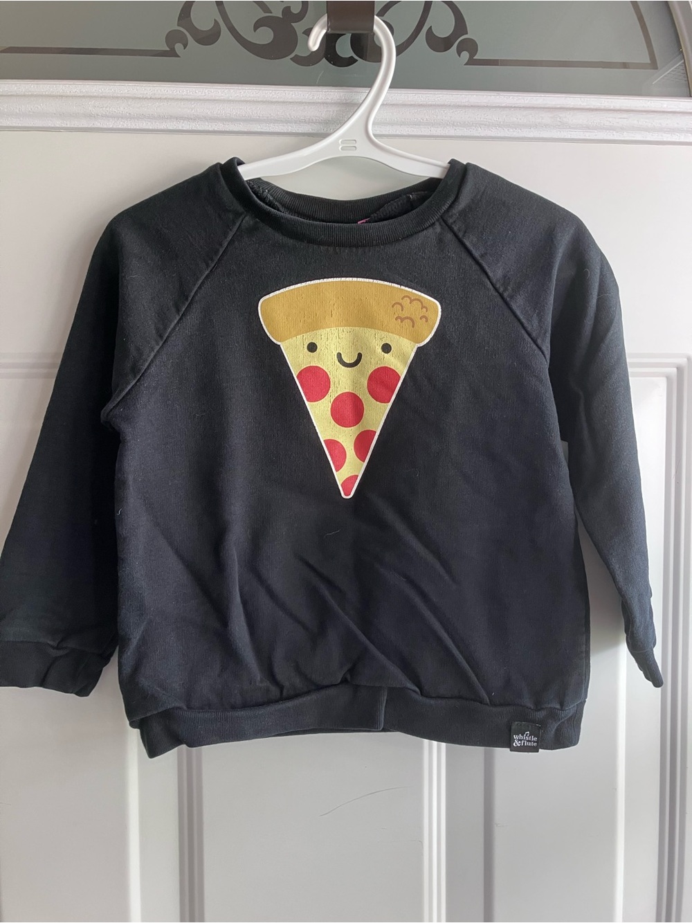 Whistle & Flute black pizza sweater 3T 4T